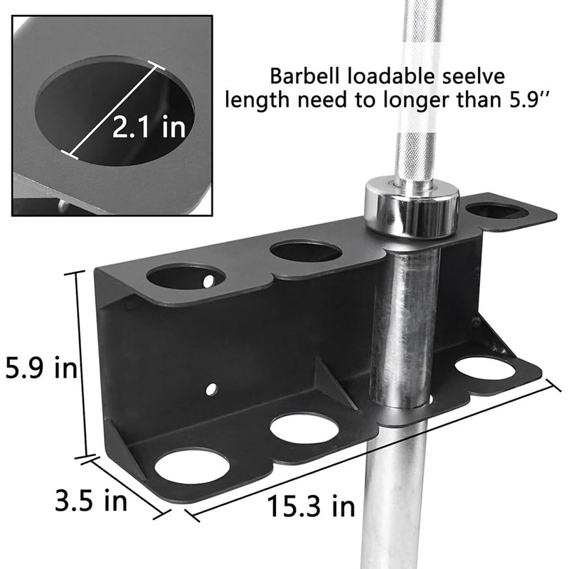 Luwint Barbell Holder Wall Mount, 4 Olympic Bar Storage Stand