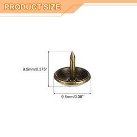 sourcing map Upholstery Tacks Nail Pins Furniture, 100Pcs 9.5x9.5mm Thumb Tack Pins Assortment Kit Carbon Steel for Home Sofa DIY Decorative Nail Heads Nails, Yellow Bronze
