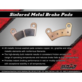 Demon Powersports Front Right Sintered Brake Pads for Yamaha Grizzly/Raptor, Sintered Metallic Material For Better Grip, Reduced Brake Fade, Instant Braking (See Fitment Details in Description)
