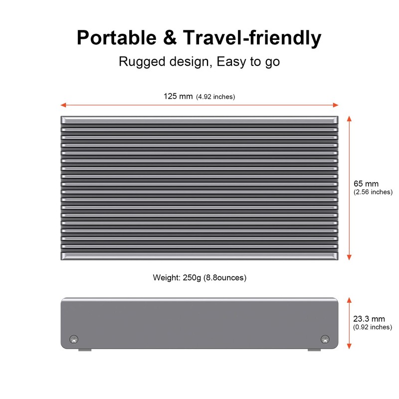 Fanless Speedy 40Gbps M.2 NVMe SSD Enclosure, USB4/Thunderbolt 4 Aluminum