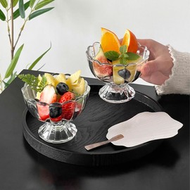 6 Sets Glass Ice Cream Bowl 5oz Glass Dessert Cups Elegant Footed Tulip Sundae Parfait Glasses Bowls for Sundae, Fruit, Ice Cream, Pudding, small snacks, Condiment