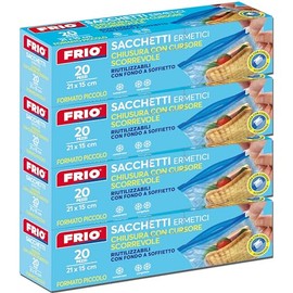 FRIO 80 Pack 80 Airtight Food Bags Open and Close with Slider 21x15cm Freezer Food Storage Bags Reusable Heavy Duty