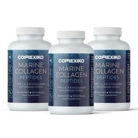 CORREXIKO CORREXIKO Marine Collagen Supplement Tablets - 2000mg Hydrolysed Collagen Peptides per Serving with Added Hyaluronic Acid, Vitamin C & Minerals - for Hair, Skin & Nails - 360 Capsules 3 Month Supply