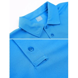MAGCOMSEN Polo Shirts for Men Golf Shirts Polyester Quick Dry Light Work Shirts Golf Polo Shirts Horizon Blue L