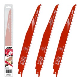 JMD 3 Pieces 228 mm 3TPI Carbide Reciprocating Saw Blades Carbide Scorpion Saw Blades for Wooden Trees, Compatible with Milwaukee, Makita, Dewalt, Ryobi etc