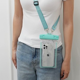 Wide Strap Phone Waterproof Pouch White 4ea