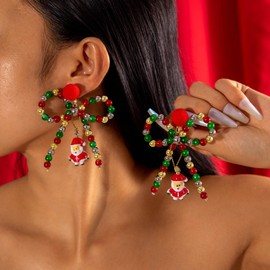 Christmas Earrings for Women Christmas Jingle Bell Bow Tree Earrings Drop Dangle Earring Christmas Stocking Stuffers for Christmas Gifts 2024