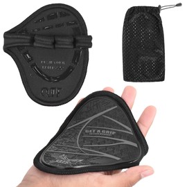 QTF Gym Grips Pads - Rubber Gloves Gym Palm Protector Weight Lifting Grips Replacement of Workout Gloves Men and Women - Lifting Pads for Weightlifting, Calisthenics & Pull Ups (Black/Black)