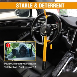 Car Steering Wheel Lock Anti-Theft Device - MIRUNNY Security Steering Wheel Lock with Adjustable Length for Trucks Vans SUVs