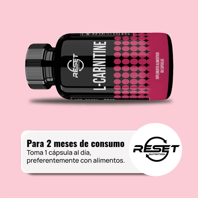 Reset Nutrition Carnitina 500mg Quema Grasa Energia 60cáps Sabor