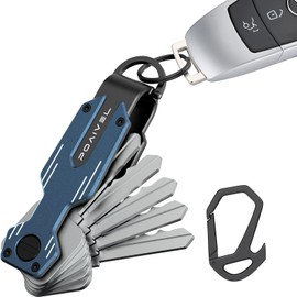 Key Organizer for Keychain, Key Holder with Pocket Clip & Carabiner, Key Rings for Car Keys, Key Case up to 6 Keys (Navy Blue)