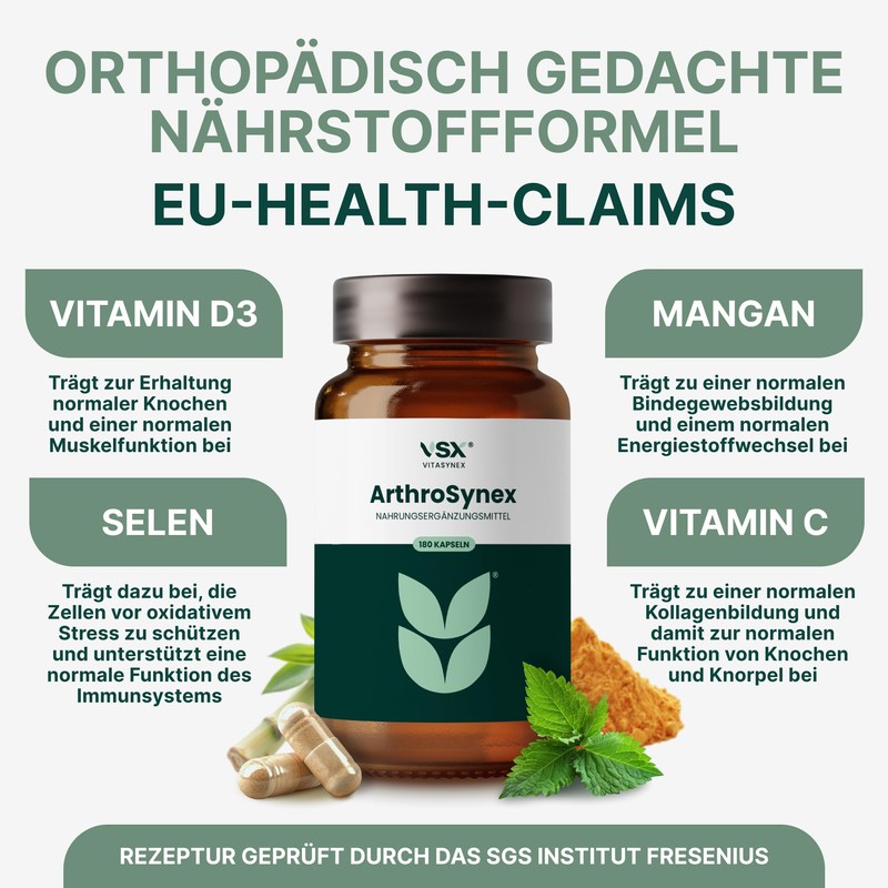 VitaSynex ArthroSynex 180 Capsules Joint and Bone Care with Glucosamine,