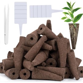 61 Pack Grow Sponges, Replacement Root Growth Sponges Seed Pods Compatible with AeroGarden, Compatible with Hydroponics Growing System Kit, Includes 10 Plant Labels and 1 Tweezers