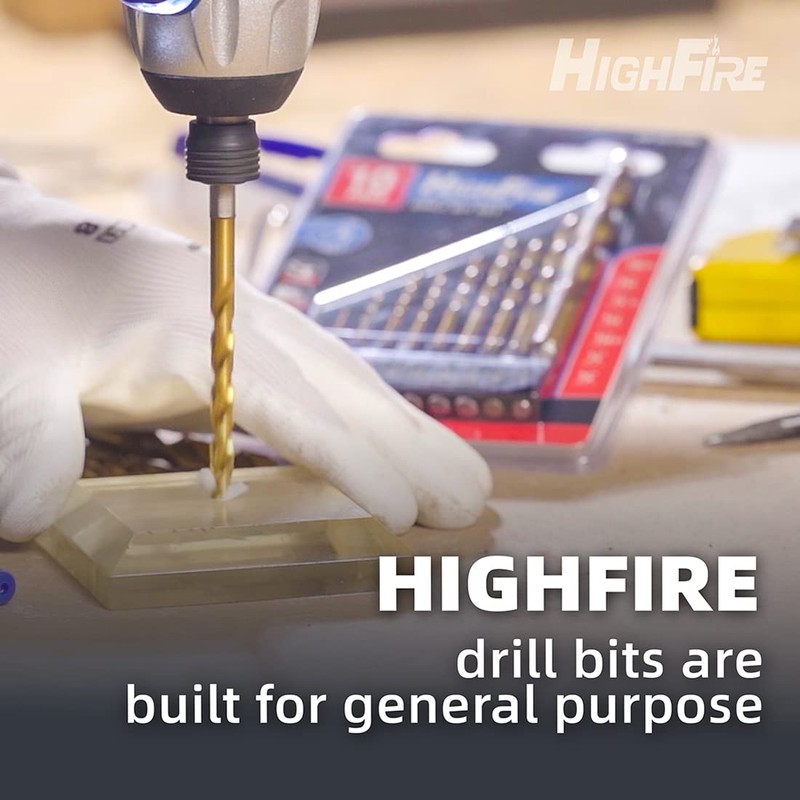 HIGHFIRE 10 Pieces Hex Shank Drill Bit Set for Impact