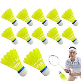 WEZCHUGHAOL 12 Pack Nylon Badminton Shuttlecocks - High Durability Aeroplane Feather Shuttlecocks for Training & Match, Yellow Sports Equipment