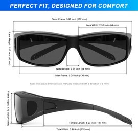 Each Cool Polarized Sunglasses Fit Over Glasses for Men Women – UV400 TAC Lenses, Anti-Glare, HD Clarity for Outdoor Activities & Sports & Driving (Matte Black Frame Dark Gray Lens)