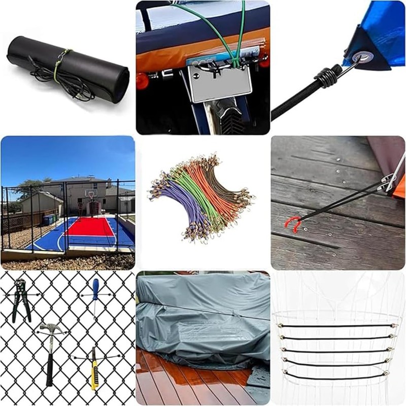 12 PCS Premium Bungee Cords with Hooks, 10" Mini Adjustable