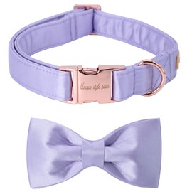 Unique style paws Dog Collar, Purple Silk Dog Collar with Bow, Soft Bow Tie, Adjustable Pet Collar, Gift for Female X-Large Dogs