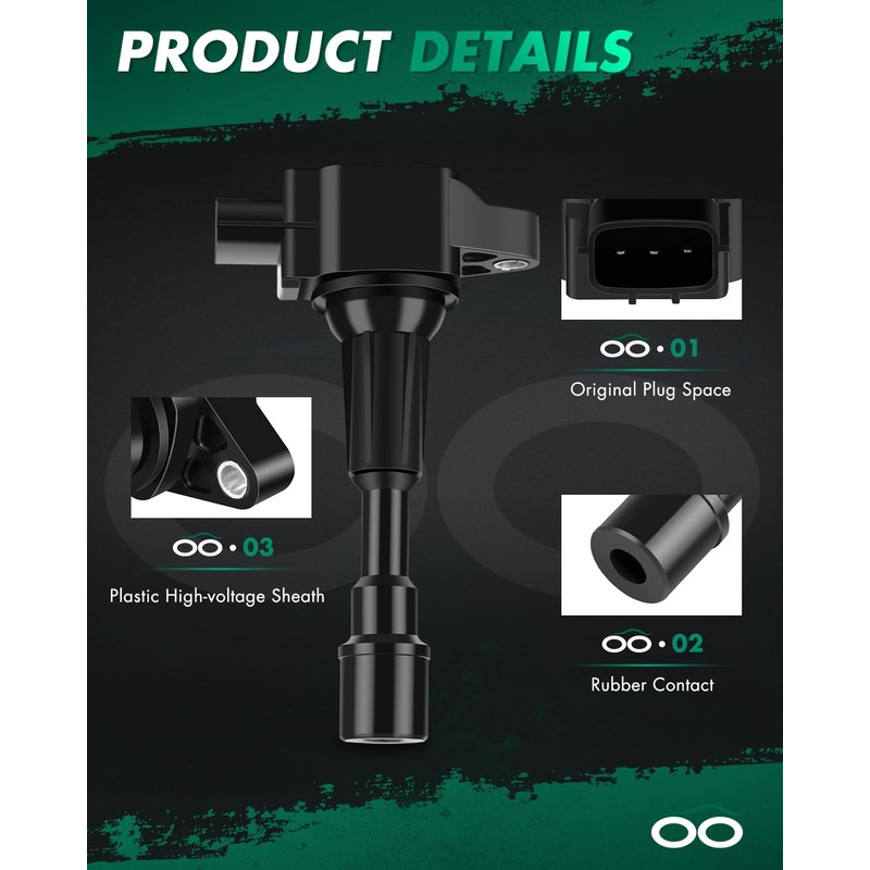 SCITOO 4 ignition coils with 4 iridium Spark Plugs for