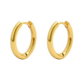 Edforce Stainless Steel Women Endless Small Rounded Tube Hoop Earrings (Gold Thick, 12)