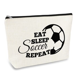 Soccer Gifts for Girls Women Makeup Bag Soccer Coach Team Gifts Football Lovers Gifts for Friend Sister BFF Bestie Cosmetic Bag Graduation Birthday Gifts for Football Players Fans Zipper Pouch