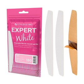 STALEKS PRO Pack of 50 Disposable Half Moon Nail Files - Expert 180 Grit