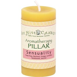 Bee Hive Candles 100% Pure Beeswax Aromatherapy Pillar Candle (2" x 3", Sensuality)