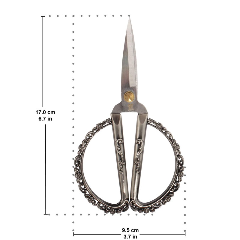 Antique Style Heirloom Craft Embroidery Scissors w/Decorative Cast Handles, Delicate