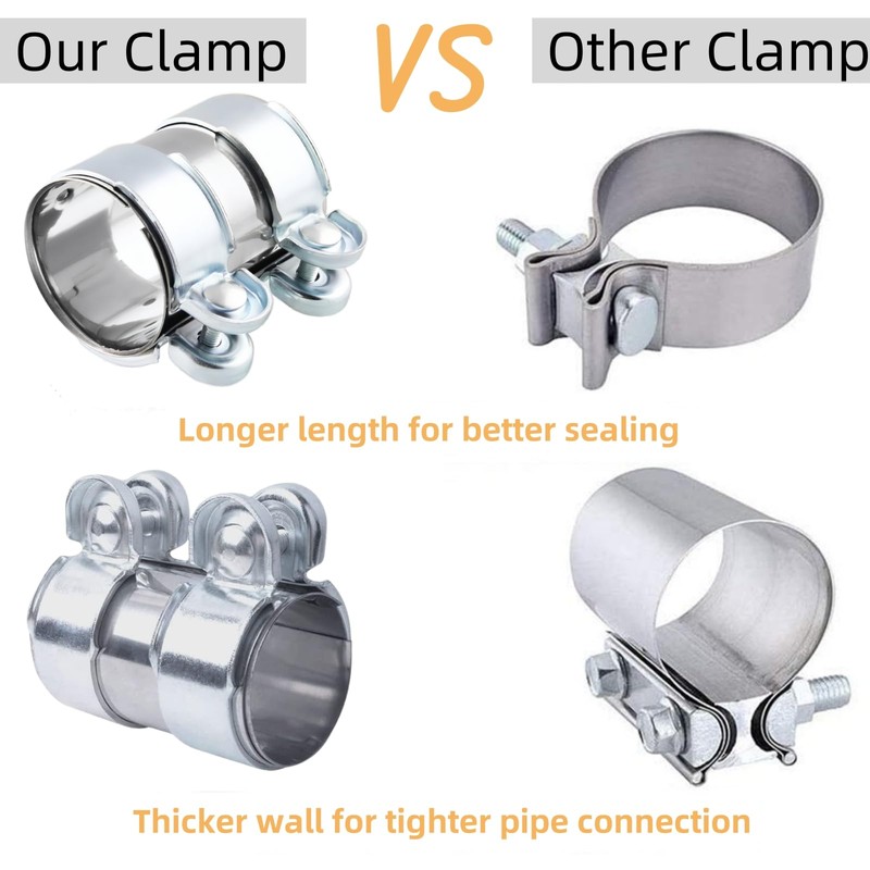 Exhaust Clamp Stainless Steel Pipe Connector Diameter 50 55 60