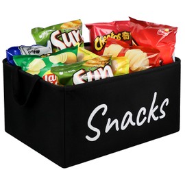 TNNTOPELE Snack Bin for Pantry - Snack Basket Organizer for Countertop - Imitation Linen Snack Storage Containers for Storing Chips, Pretzels, Cookies, Popcorn and more - Kitchen Organization