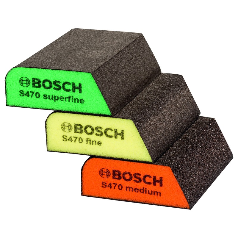 Bosch Professional 3-piece Sanding Sponge S470 Best for Profile Set
