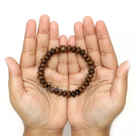 TheTasbih Exotic Johar Saucer-shape Wood 33-bead Elastic String 6mm Prayer Bead Bracelet
