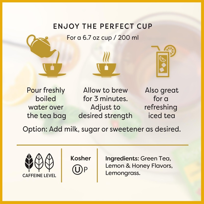 Wissotzky Lemon & Honey Green Tea, 20 Tea Bags |