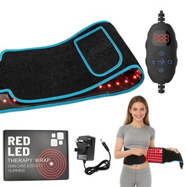 Wxeadu Red Light Belt, 140 LEDs 660nm Red Light & 850nm Near-Infrared Light Wrap Belt, Infrared Lamp Belt with 5 Temperatures & 6 Time Settings for Legs, Back, Waist, Shoulders, Neck Black