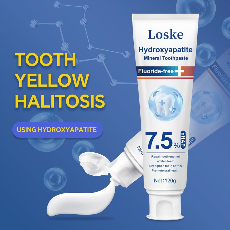 Hydroxyapatite Toothpaste for Stronger Teeth, Natural Remineralization Formula, Fluoride Free
