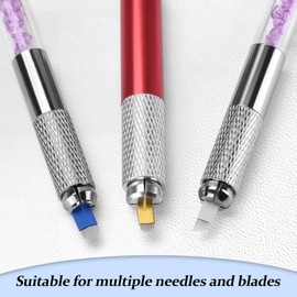 ATOMUS Microblading Kit 2pcs Tattoo Eyebrow Manual Pen with 10pcs 12U 18U 12 Pin Micro Blades and 2pcs Inkless Eyebrow Practice Skin Double Sided, Permanent Makeup Supplies Kit