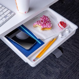 Officemate Large Self-Adhesive Under Desk Drawer, White, 12.5" x 10.75" x 1.875" (22556)