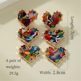 CABEPHY Heart Shaped Maple Leaf Colorful Dangle Earrings for Women Sensitive Earrings Studs Hypoallergenic Trendy