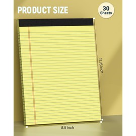 Legal Pads 8.5 x 11 College Ruled, 12 Pack Yellow Legal Note Pads 8.5 x 11 Perforated Paper Tablets 8-1/2 x 11 Narrow Ruled Writing Note Pads 30 Sheets Pads of Paper Notepads Yellow Notebook Notepad