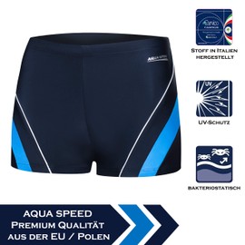 Aqua Speed® Men's Swimming Trunks S-XXXL Modern UV Protection Chlorine Resistant Drawstring, blue, xxl
