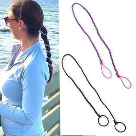 THJ Tail Braid Holder 2.5mm Tangle Free Hair Ties for Thin Long Hair Elastic Spiral Ponytail Holders for Women Girls Swimming Pony Tail Wrap Hair Ties for Sports Running Riding 35" 2Pcs Mix