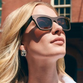 DIFF Bradley Designer Rectangular Sunglasses for Women | Moscow Mule + Brown | 100% UV Protection