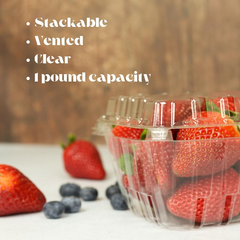 JAK Industrial 55 Count - 1 Pound Size Strawberry/Berry Basket