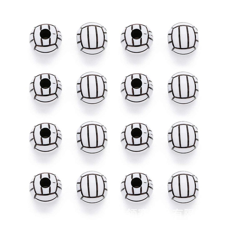 Rgontar 100 Pcs Volleyball Beads 12mm Sports Pony Beads
