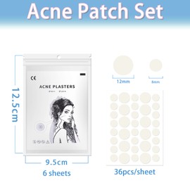 Pimple Patches, 216 Spot Patches, Hydrocolloid Patches, Invisible Acne Stickers for Skin Treatment (8mm,12mm)