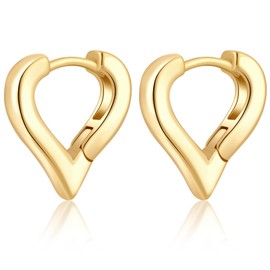 ToHeart 14k Gold Huggie Hoop Earrings Heart Hoop Earrings for Womens Sweet Love Heart Earrings