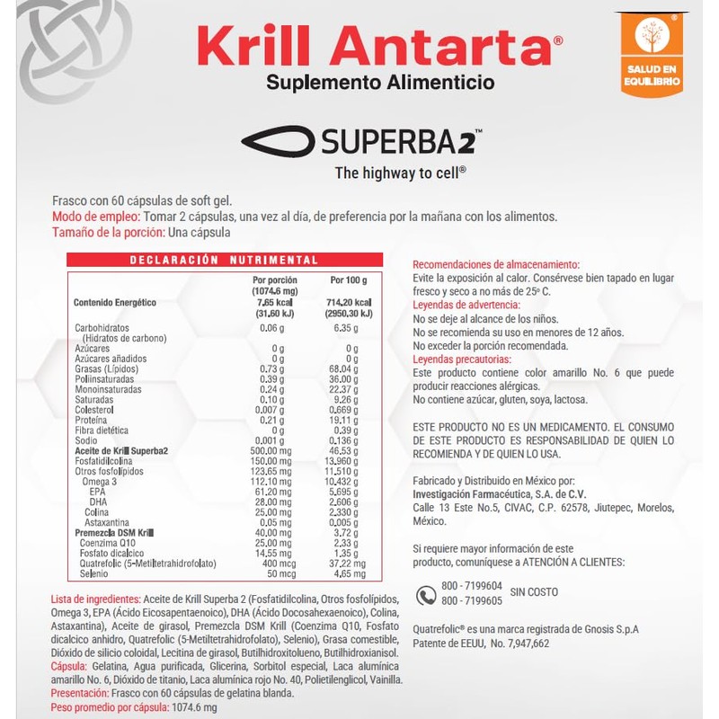 Aceite de Krill Antarta Suplemento Alimenticio - Caja con 60
