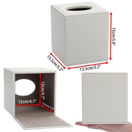 OGANAZI Leather Tissue Box Holder Square Tissue Box Cover with Magnetic Bottom Decorative Tissue Storage Organizer Tissue Paper Box Napkin Holder Dispenser for Home Office Restaurant Car, White