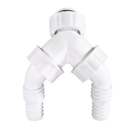 Xavax Dual Siphon Connection, for Flush-Mounted Siphon (Connection with Check Valve, Device Connection Sleeve, Y Connection for Washing Machine, Dishwasher, Y Adapter Siphon, Y Connection), White