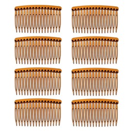 DaricowathX 8 Pieces Hair Combs, 8.5 cm Hair Side Comb Set Slides Tortoise Plain Hair Combs Clear Plain Hair Combs Side Combs Hair Combs(Coffee)